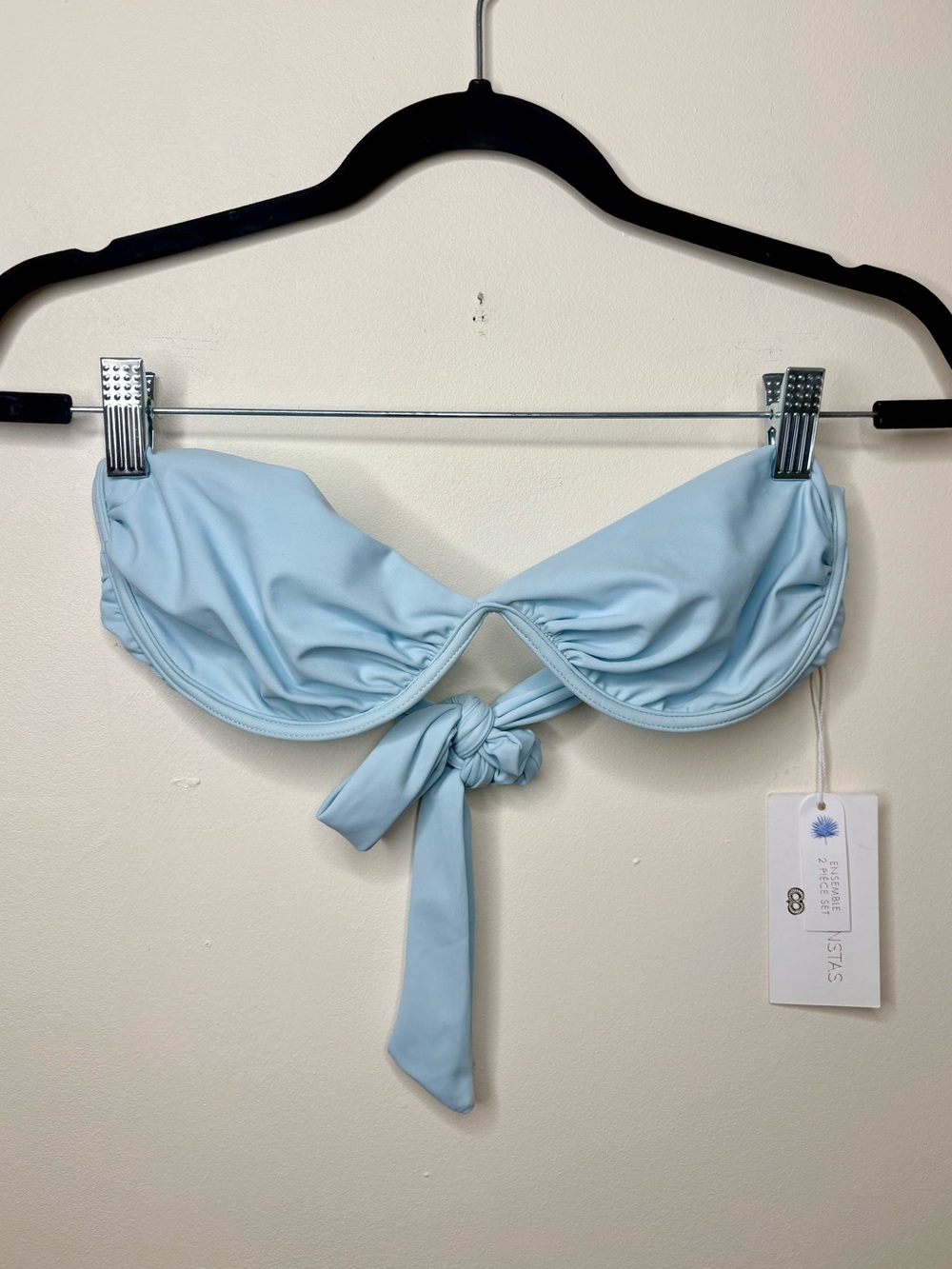Caroline Constas Bikini Top Light Blue Strapless